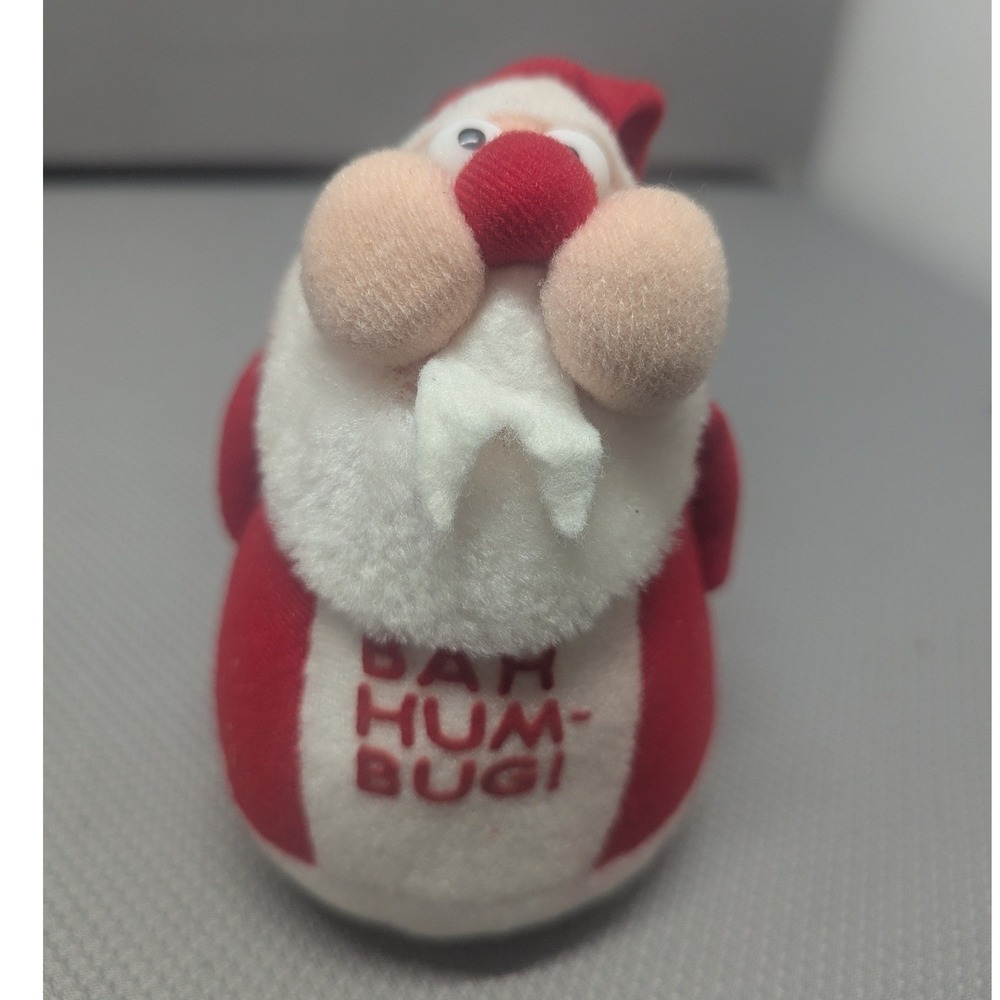 Vintage R Dakin Santa Plush Bah Hum-Bug Christmas Figure Red White Humor